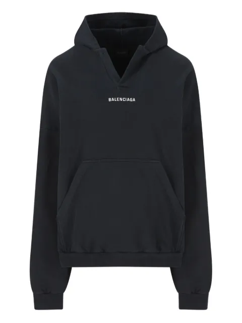 Balenciaga logo-detail cotton hoodie Black 827939TTVJ2