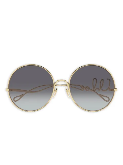 Chloé Eyewear logo-lettering round-frame sunglasses Gold CH0329S