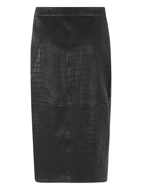 Enes crocodile-effect slit midi skirt Black SELMACROCOGLACE