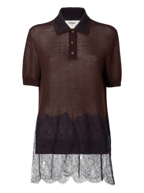 FENDI lace polo shirt Brown FZXE00AUZS