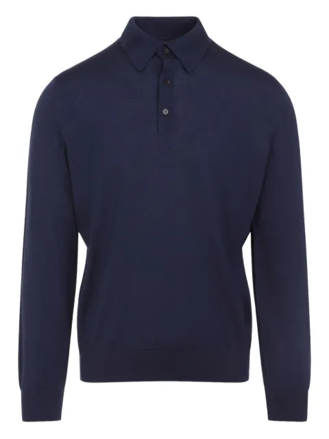 Zegna buttoned long-sleeve polo shirt Blue UGJ00A2132