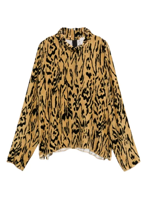 Forte Forte mock-neck animal-print t-shirt Yellow 14415MYSHIRT