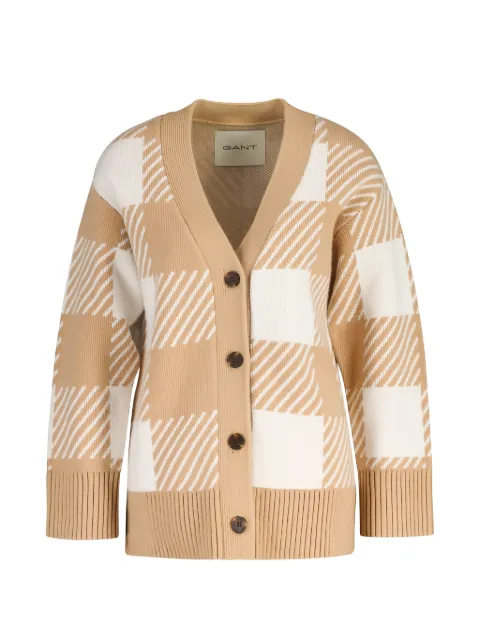 Gant checked-pattern button-fastening cardigan Neutrals 4805288