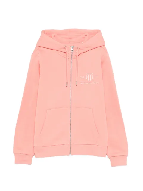 Gant Tonal Shield hooded zip-up cardigan Pink 4200671