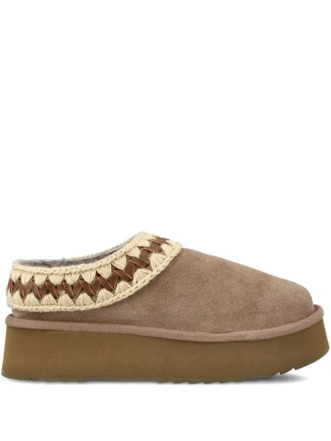 Mou leather platform slippers Brown FW681009AELGRY