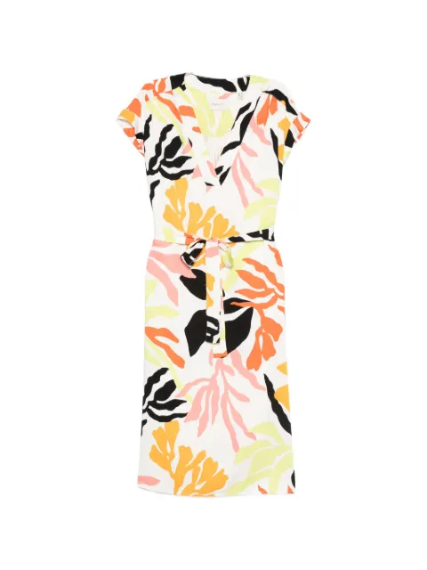 Gant palm-print V-neck midi dress Yellow 4503324