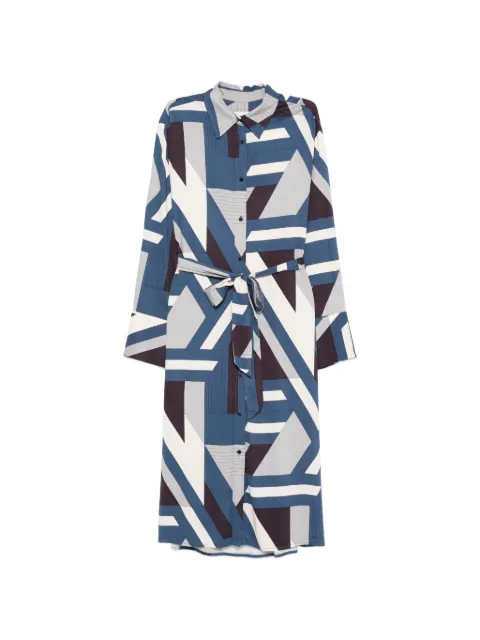 Gant tie-waist patterned midi dress Blue 4503297