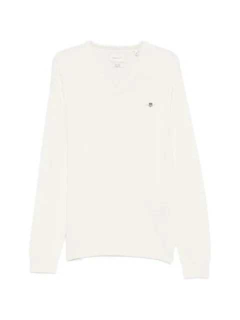 Gant V-neck logo sweater Neutrals 87212