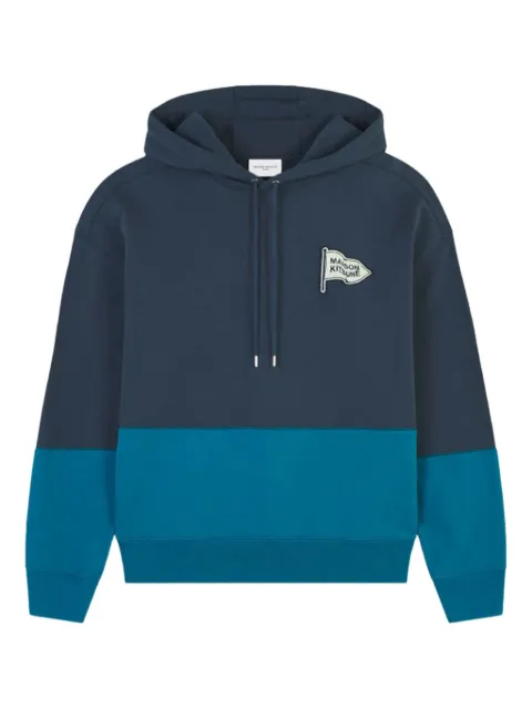 Maison Kitsuné colourblock-design logo-patch hoodie Blue LM00701KM0001