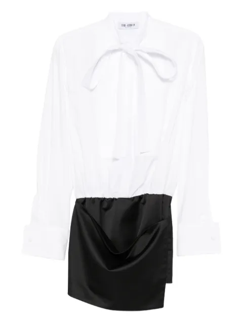 The Attico tie-neck long-sleeve mini dress White 260WCA00461MIX067AA