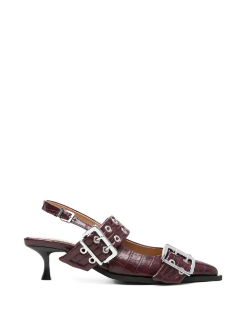 GANNI buckle-eyelet pumps Brown B1020063