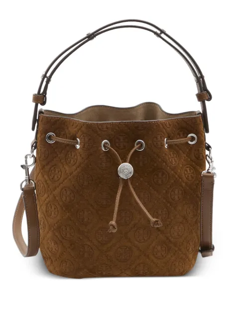 Tory Burch T-Monogram suede bucket bag Brown 178210