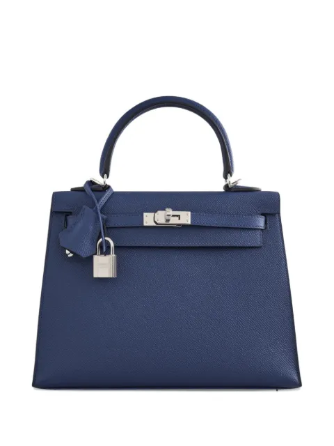 Hermès Pre-Owned 2024 Kelly Sellier 25 Epsom-leather palladium-hardware tote bag Blue KELLYSELLIER25