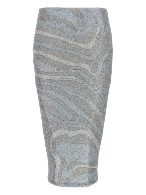 PUCCI Marmo print midi skirt in jersey lamé Grey 5UJV125U767