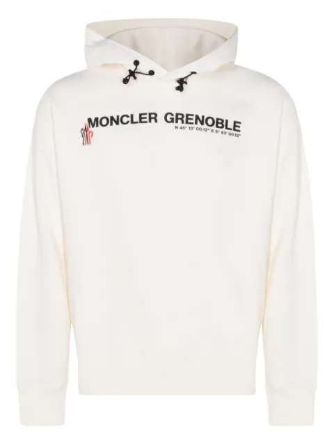 Moncler Grenoble logo-print cotton hoodie White L20978G0002080451