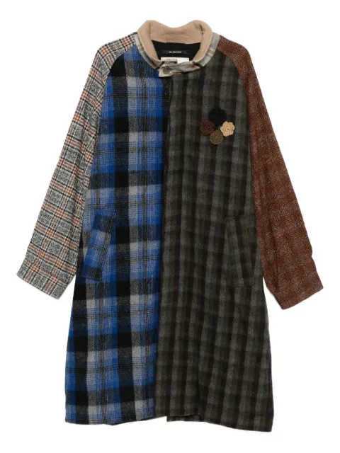 Song For The Mute patchwork-panelled coat Neutrals 252MCTO36CHCKMLT
