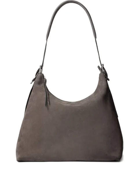 LEMAIRE belted shoulder bag in suede leather Grey BG0189LL0125