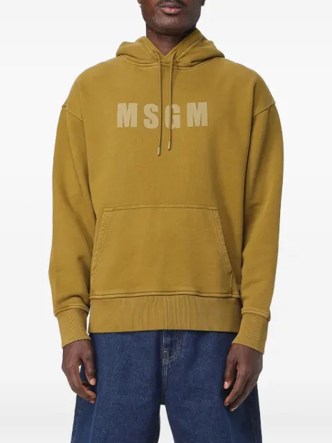 MSGM logo-print hoodie Yellow 3940MM97SE25758638