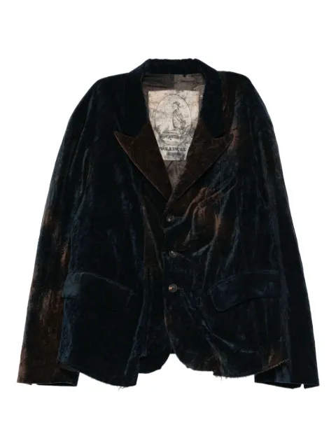 Ziggy Chen gathered velvet blazer Blue OM2530918