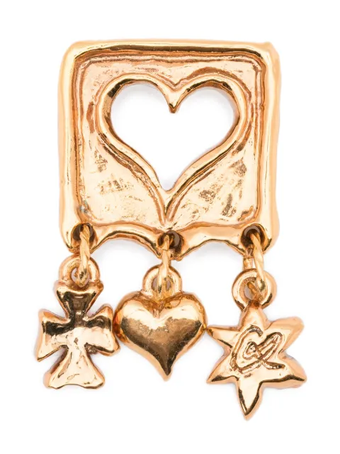 Christian Lacroix Pre-Owned 2000s heart charms brooch Gold CL250FB