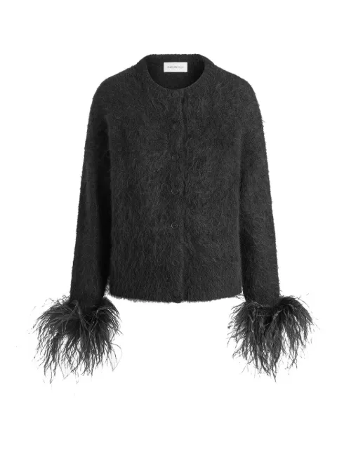 16Arlington feather-trim alena cardigan Black K125SS2601