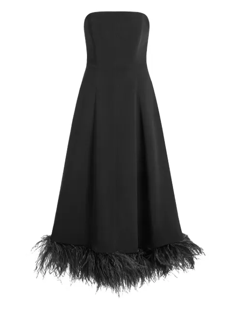 16Arlington Gioele feather-trim midi dress Black DMD682SS2601