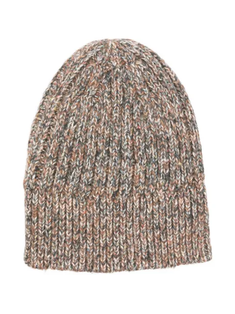 Song For The Mute mélange-effect ribbed beanie Neutrals 252UKT034CABLTPE