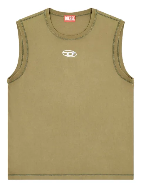 Diesel cotton tank top with metallic Oval D Green A217430JMBB