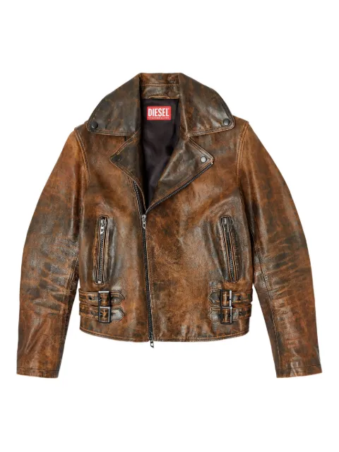 Diesel biker jacket in treated leather Brown A200000ALBB