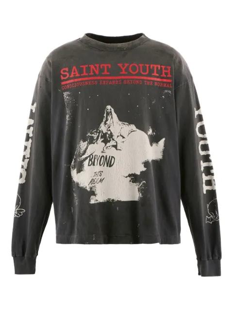 SAINT MXXXXXX graphic-print long-sleeve T-shirt Black SMHR10000032