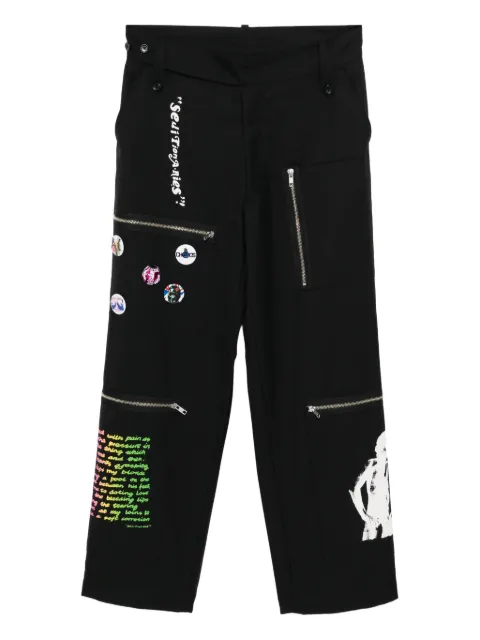 Kidill graphic-print straight-leg pants Black KL994BLK