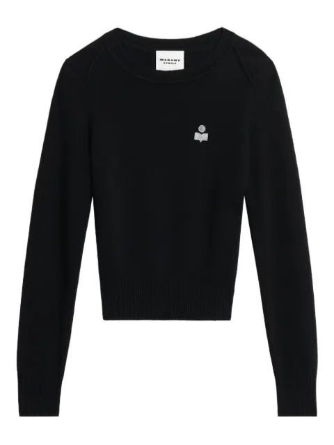 MARANT ÉTOILE Abelle gathered-sleeves embroidered-logo sweater Black PU0733FBC3L15E