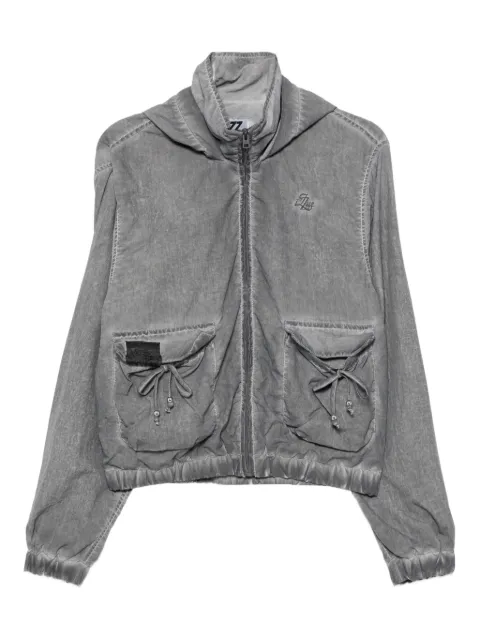 izzue bow-embellished hooded jacket Grey IZXJKW00406X