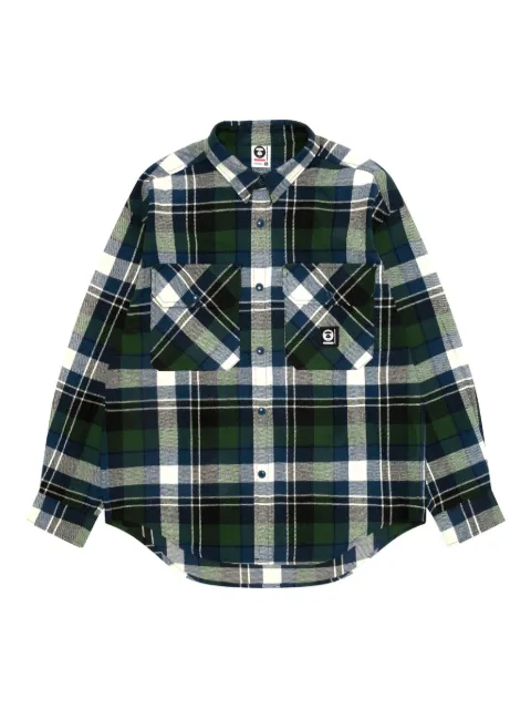 AAPE BY *A BATHING APE® hooded plaid shirt Green AST8544XXP