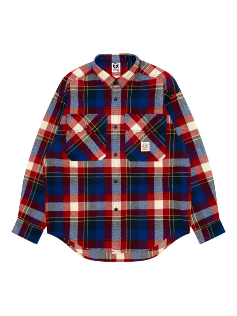 AAPE BY *A BATHING APE® hooded plaid shirt Blue AST8544XXP