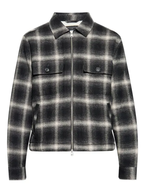 AllSaints Bayo plaid zip-up overshirt Black BAYOM026OD