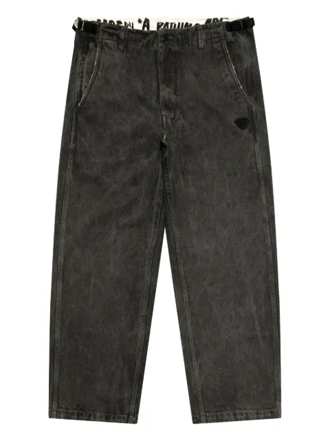 AAPE BY *A BATHING APE® Appliqué Belted Trousers Black APTC642XXP