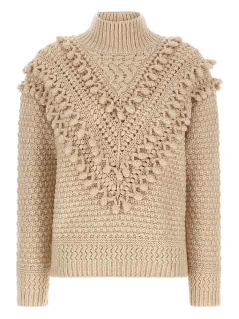 ZIMMERMANN Hypnotic Bauble pompom-detail sweater Neutrals 4395TF251
