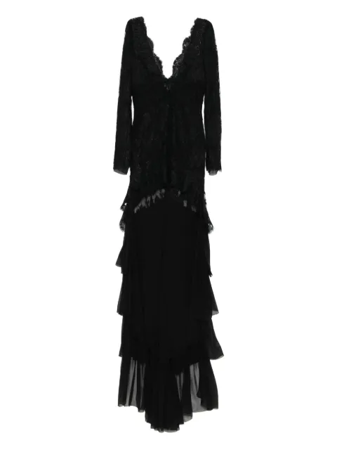 Saint Laurent lace ruffled dress Black 843038Y1K791000