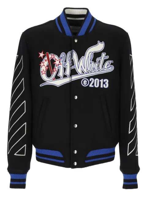 Off-White logo-embroidered jacket Black OMEH053F25FAB0011084