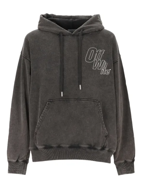 Off-White logo-print drawstring hoodie Grey OMBB085F25FLE00K1301