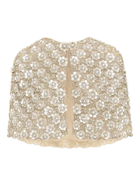 Oscar de la Renta floral-embroidered cape Neutrals 26RE510TULSIL