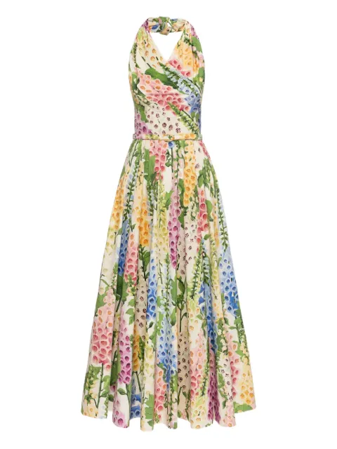 Oscar de la Renta floral pattern midi dress White 26RN209FXCWMU