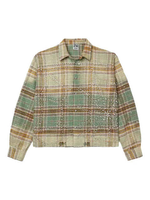 Vale jewel-embellished flannel shirt Green TFVKXAV3