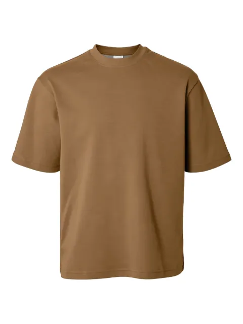 SELECTED crew-neck T-shirt Brown 16094143