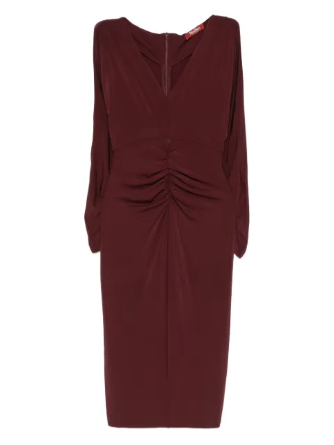 Max Mara ruched-detail long-sleeve midi dress Red 2526626041600