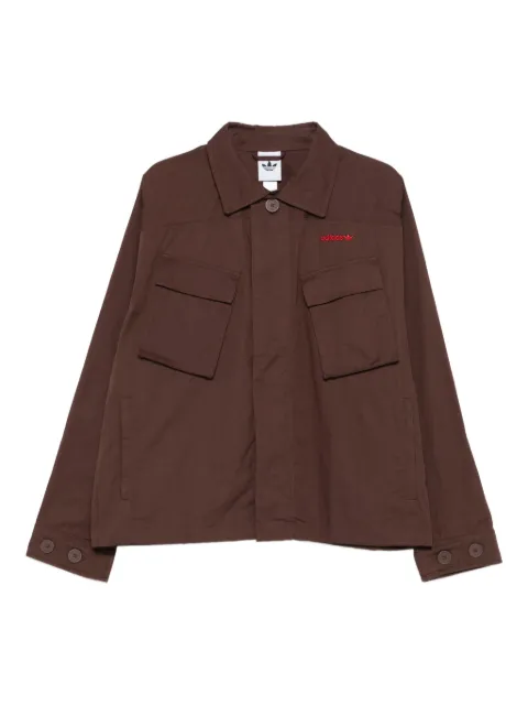 adidas logo-embroidered shirt jacket Brown JX3104