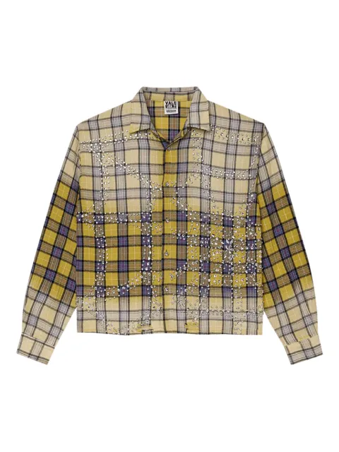 Vale Lemonhead flannel rhinestone-embellished shirt Yellow VALE06008LFYL