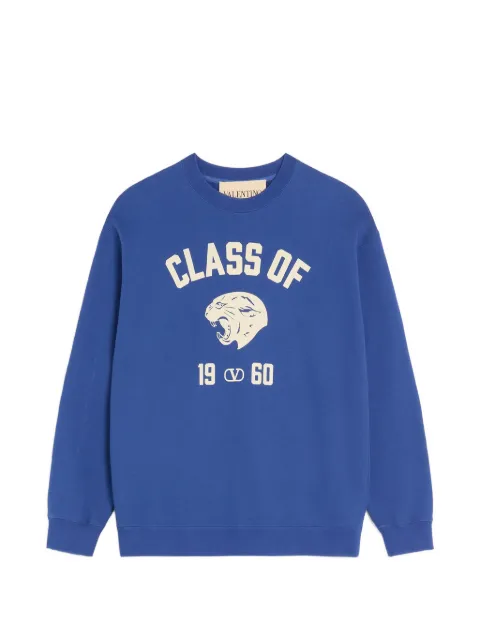Valentino Garavani panther-print cotton sweatshirt Blue VMF29NBAU