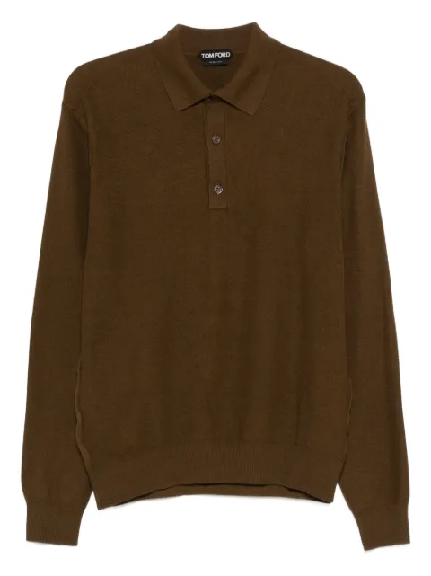 TOM FORD long-sleeve polo shirt Brown KPL049YMS142